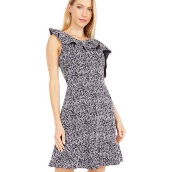 NWT Michael Kors- Jacquard Fit & Flare Dress Sz L - Picture 1 of 10